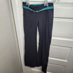 NEW Bebe Sport Black Flare Yoga Pants Teal Buckle NWT XS